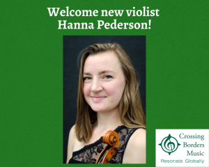 Violist Hanna Pederson on green background 